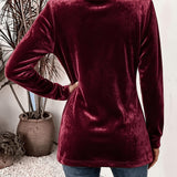 Livia™ | Cardigan in velluto color vino con linguette abbottonate