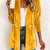Maeve™ | Cardigan in velluto color senape con linguette abbottonate