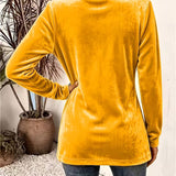 Maeve™ | Cardigan in velluto color senape con linguette abbottonate