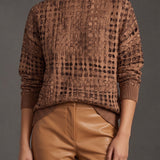 Marnie™ | Maglione Collo Alto a Nido d'Api Castano