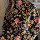 Odilia | Maglione a collo alto con tralci dorati e fiori