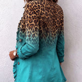 Béatrice | Giacca Leopardo Turchese