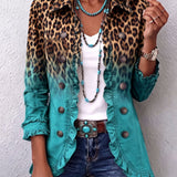 Béatrice | Giacca Leopardo Turchese