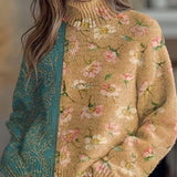 Saffra | Maglione a collo alto con fiori e fantasia paisley
