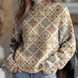 Wilhelmina | Maglione a collo alto con fantasia damascata