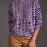 Ysolde™ | Maglione Collo Alto Lavanda a Reticolo